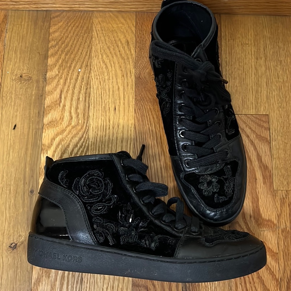 Vintage Black Beaded Velvet Michael Kors Sneakers